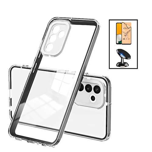 PHONECARE Kit Coque 360 Airbag Anti-Drop Caméra Protection + Support Magnétique de Voiture pour Samsung Galaxy A04s - Transparent