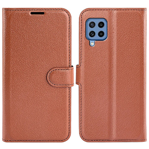 Etui en PU texture litchi, anti-rayures marron pour votre Samsung Galaxy M22