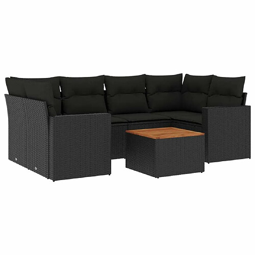 Maison Chic Ensemble Tables et chaises d'extérieur 7pcs avec coussins,Salon de jardin noir résine tressée -GKD649880