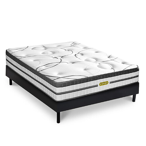 MAISON AUBERTIN Sommier Noir + matelas Ressorts 140x200