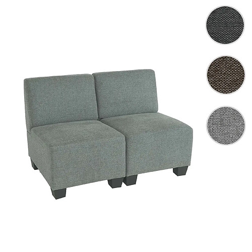 Mendler Modular Canapé 2 places Lyon, tissu/textile ~ gris, sans accoudoirs