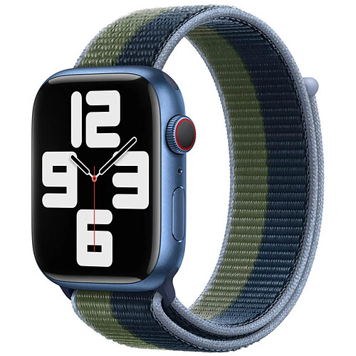 Sport Loop bracelet pour Apple Watch Series 1 á 9 / SE (38/40/41 mm) | Series 10 (42 mm) - Abyss Blue/Moss Green