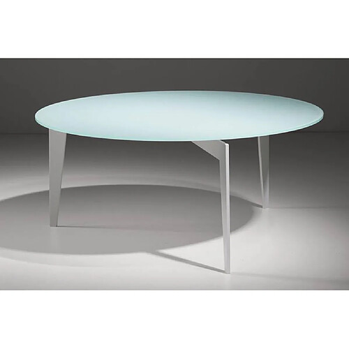 Inside 75 Table basse ronde MIKY en verre blanc