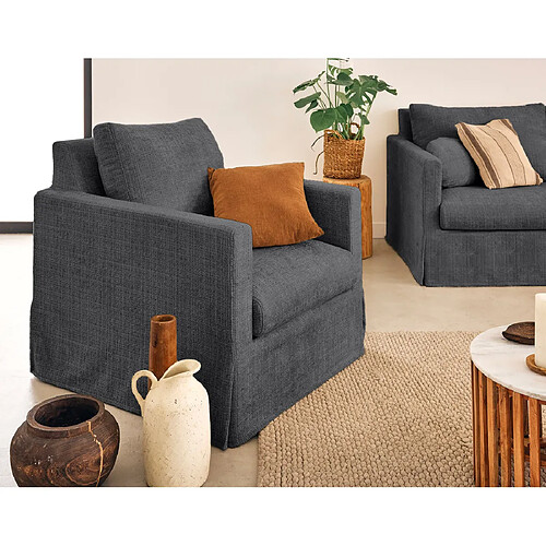 Lisa Design Serena - fauteuil déhoussable en velours texturé