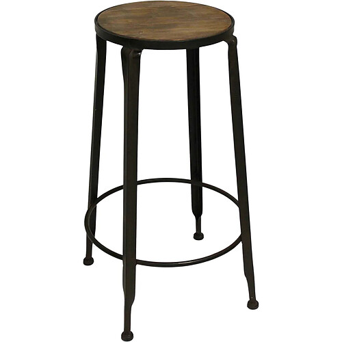 Antic Line Creations Tabouret de bar assise en bois Industriel.