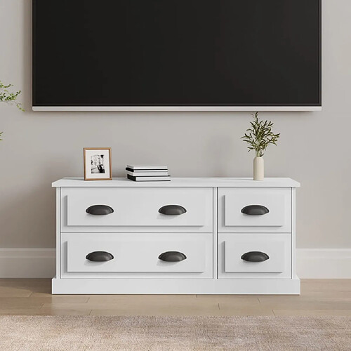 vidaXL Meuble TV blanc 100x35,5x45 cm bois d'ingénierie