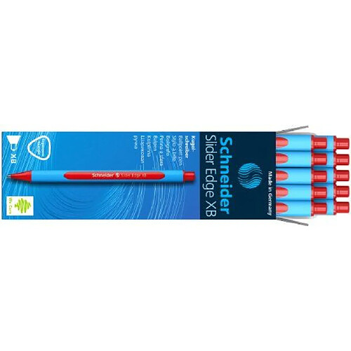 Schneider Slider Edge / 152202 Stylo bille rétractable Mine XB/rouge Corps rouge Lot de 10