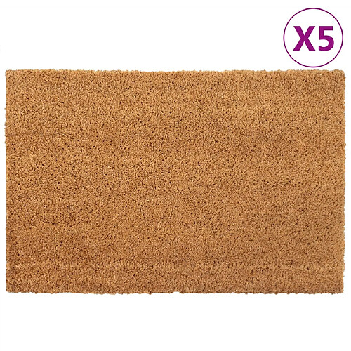 vidaXL Tapis de porte 5 pcs naturel 40x60 cm fibre de coco touffeté