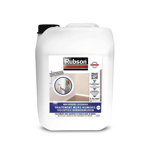 RUBSON Traitement anti-salpetre murs Humides interieurs incolore 2,5 L