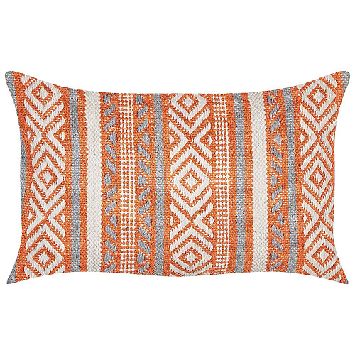 Beliani Coussin INULA Coton 30 x 50 cm Géométrique Orange