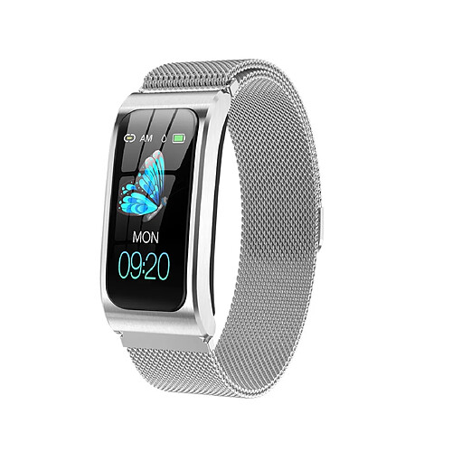 Wewoo Bracelet connecté AK12 1,14 pouces écran couleur IPS Smart Watch IP68 étancheBracelet en métalrappel des appels de soutien / surveillance de la fréquence cardiaque / de la pression artérielle / du sommeil / prédire le cycle menstruel Argent