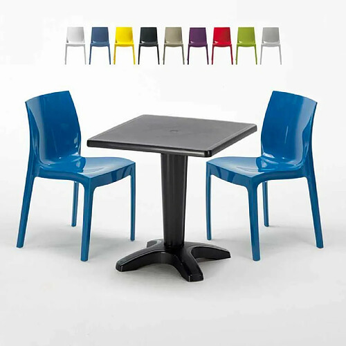 Grand Soleil Table et 2 chaises colorées polypropylen