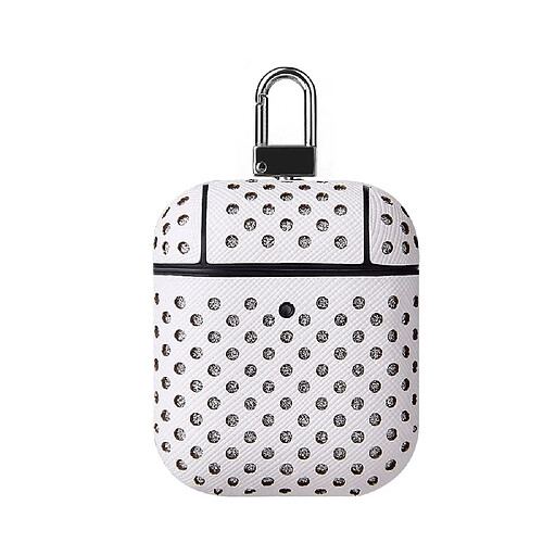 Wewoo Coque Ball Dot Cuir PU + PC Etui de protection sans fil Bluetooth pour Apple AirPods 1/2 avec boucle en métal Blanc