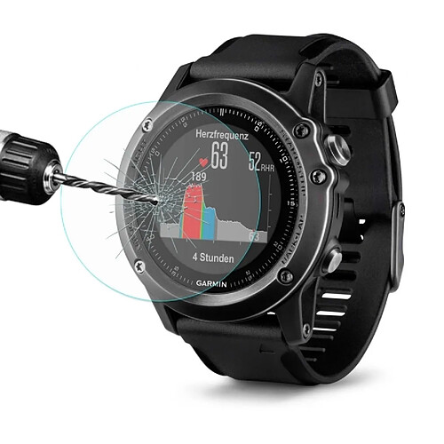 Wewoo Film protecteur écran pour Garmin Fenix 3 HR Smartwatch 0.2mm 9 H Dureté de Surface 2.15 D Antidéflagrant Sérigraphié Verre Trempé Plein