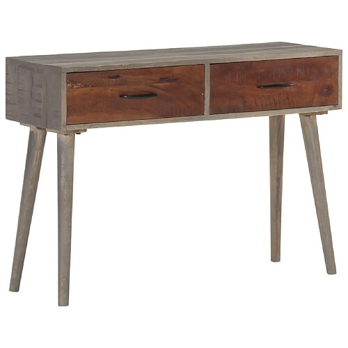 vidaXL Table console Gris 110x35x75 cm Bois de manguier massif brut