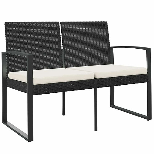 Maison Chic Banc de jardin à 2 places | Banquette de jardin | Chaise Relax avec coussins noir rotin PP -MN15823