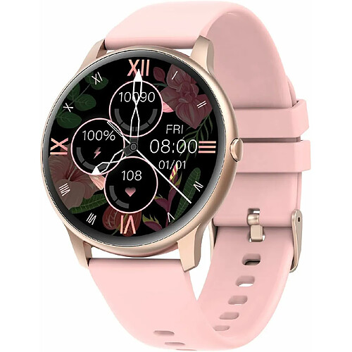 Vendos85 Montre Connectée Homme Ronde Smartwatch Cardiofréquencemètre rose