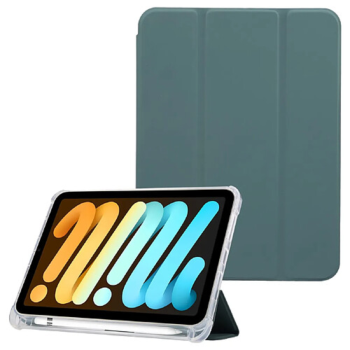 Etui en PU skin touch avec support à trois volets et porte-stylo vert nuit pour votre Apple iPad mini (2021)