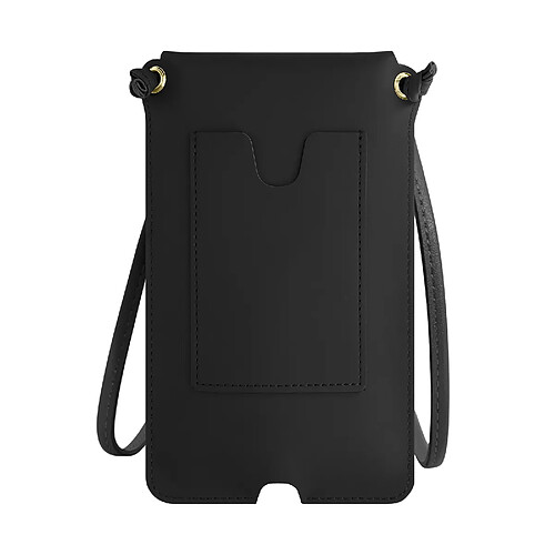 Avizar Pochette Bandoulière Smartphone avec Rangement carte Simili cuir noir