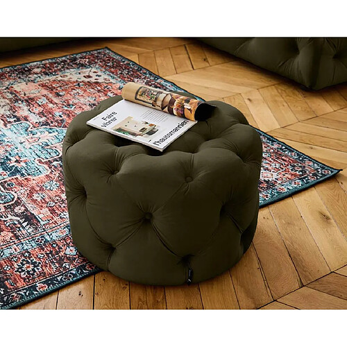 Lisa Design Gallata - pouf Chesterfield rond - en velours