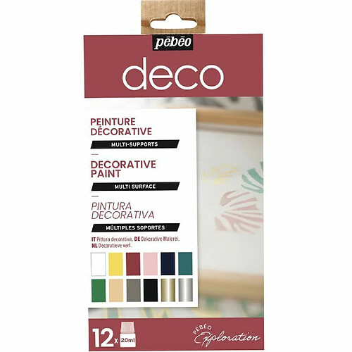 Pebeo Set de 12 peintures base eau multi-supports - 12 x 20 ml