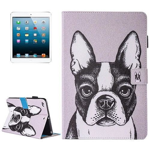 Wewoo Coque pour iPad mini 4/3/2/1 Peinture BullChien Motif Horizontal Housse en cuir Flip avec titulaire et portefeuille fentes cartes fente stylo