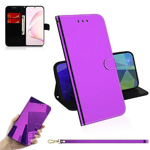 Etui en PU retournement de surface semblable à un miroir avec support violet pour votre Samsung Galaxy A81/Note 10 Lite