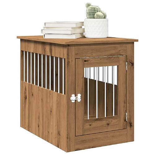 vidaXL Meuble de cage pour chiens chêne artisanal 55x80x68 cm