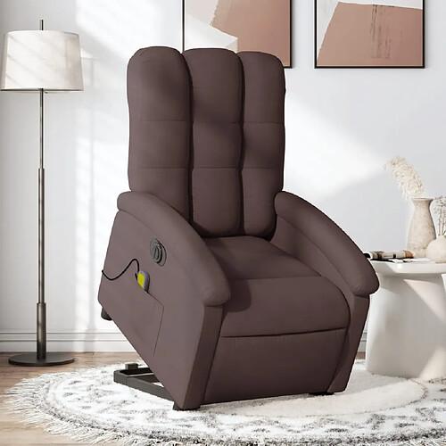 vidaXL Fauteuil inclinable de massage électrique Marron foncé Tissu