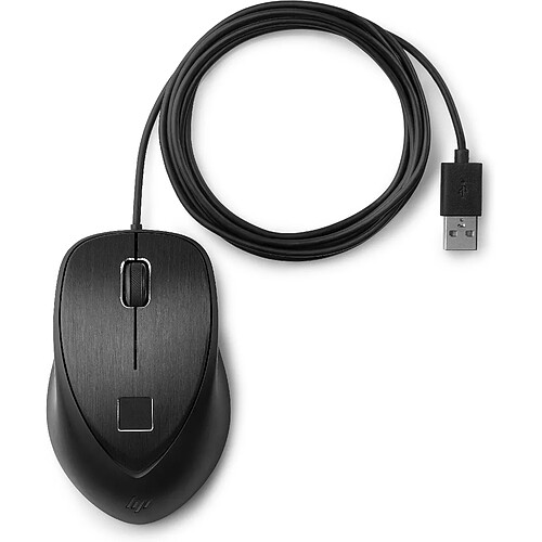 HP USB Fingerprint Mouse souris Ambidextre Noir