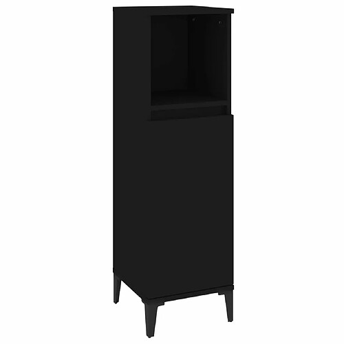 Maison Chic Armoire de salle de bain,Meuble de rangement,Meuble haut noir 30x30x100 cm bois d'ingénierie -GKD520852