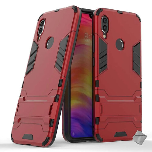 Htdmobiles Coque rigide anti choc pour Xiaomi Redmi Note 7 + verre trempe - ROUGE