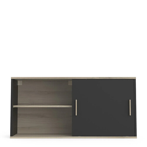 Dansmamaison Meuble haut pour cuisine 1 porte coulissante Noir/Bois - VARA