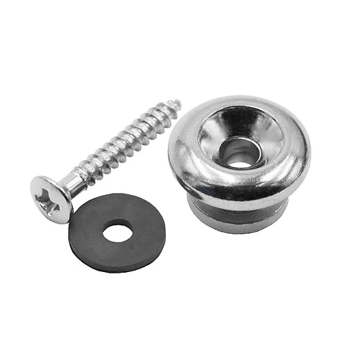 vhbw Bouton pour sangle de guitare, ceinture pour guitare classique, occidentale, basse, électrique - argent champignon