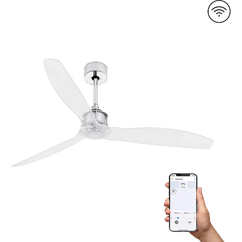 Faro Barcelona Ventilateur de plafond chromé avec moteur CC intelligent - Télécommande incluse