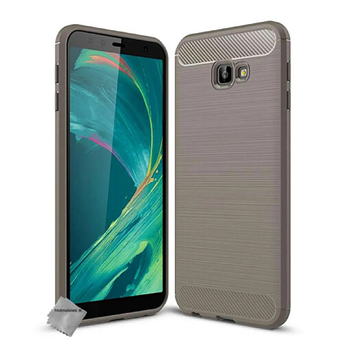 Htdmobiles Coque silicone gel carbone pour Samsung Galaxy J4+ Plus (2018) + film ecran - GRIS