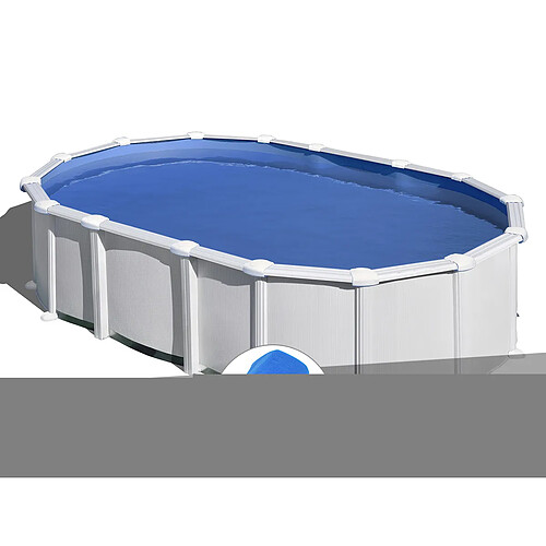 Kit piscine acier blanc Gré Haïti ovale 10,20 x 5,75 x 1,32 m + Bâche à bulles