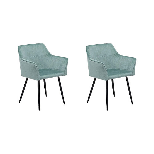 Beliani Chaise de salle à manger JASMIN Set de 2 Velours Vert menthe