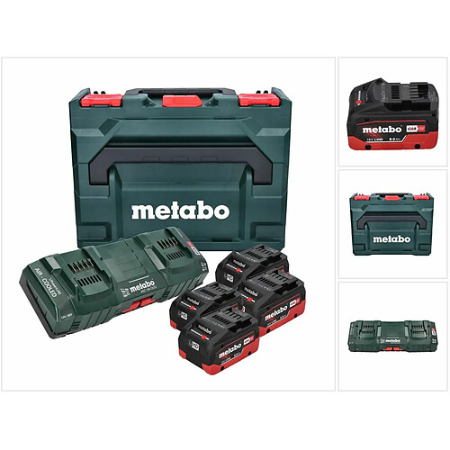 Metabo Set de base: 4x Batteries Li-Power 8,0 Ah 18 V CAS Li-Ion + Chargeur double DUO ASC 145 + Coffret MetaBOX (685135000)