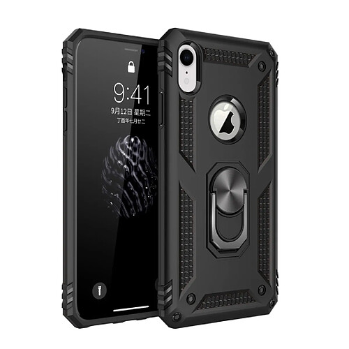 Wewoo Coque Étui de protection en TPU + antichoc Sergeant Armour pour iPhone XR, avec support rotation 360 degrés (Noir)