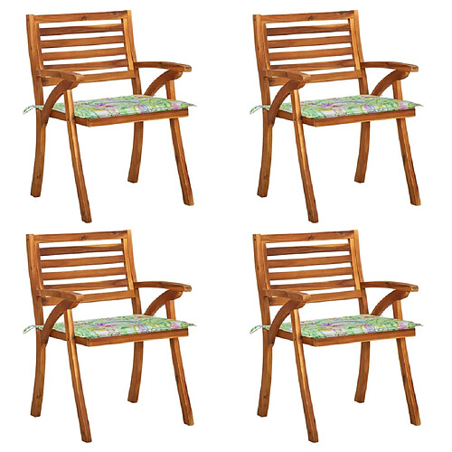 vidaXL Chaises de jardin avec coussins lot de 4 Bois de teck solide