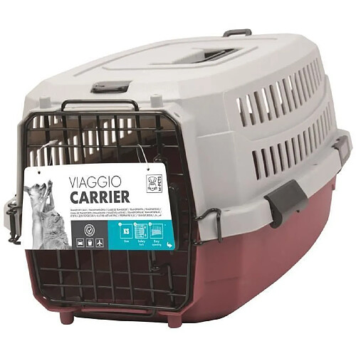 Mpets M-PETS Caisse de transport Viaggio Carrier S - 58,4x38,7x33cm - Bordeaux et gris - Pour chien et chat