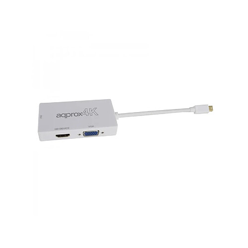 Approx Adaptateur Displayport vers HDMI/VGA/DVI - 3 en 1 - Résolution 4K