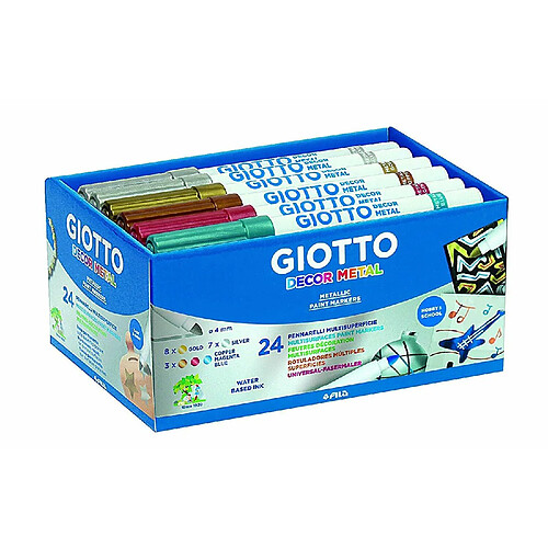 Giotto Decor Marqueurs décoratifs multi-surfaces encre à base d'eau 24 feutres