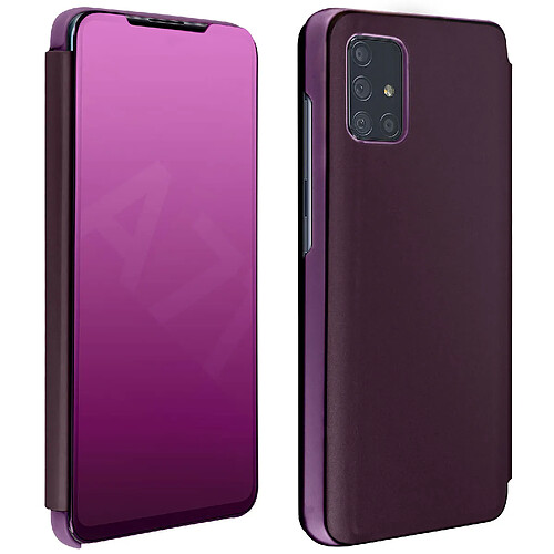 Avizar Housse Samsung Galaxy A71 Clapet Effet Miroir Support Vidéo Violet