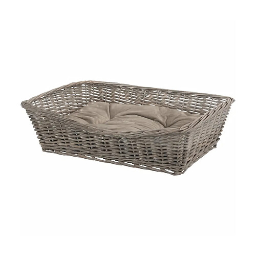 TRIXIE Corbeille en osier avec coussin Be Nordic - 60 x 43 cm - Gris - Pour chien