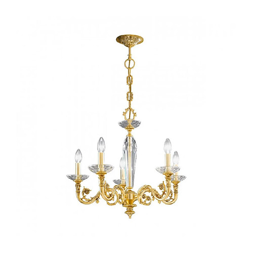 Luminaire Center Chandelier classique CONTARINI or Français 5 ampoules