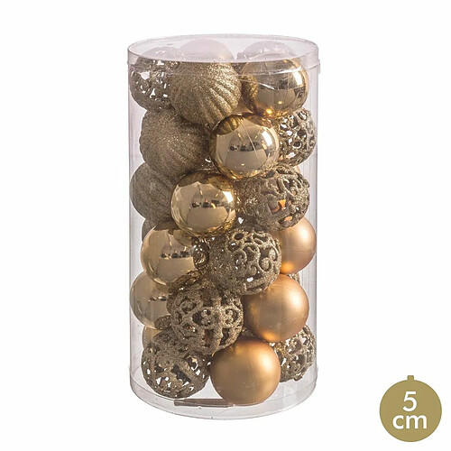 BigBuy Christmas Boules de Noël Doré Plastique 5 x 5 x 5 cm (30 Unités)