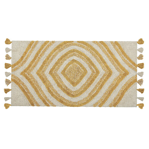 Beliani Tapis en coton 80 x 150 cm beige et jaune BINGOL