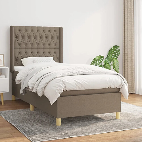 Maison Chic Lit Adulte - Lit simple Lit à sommier tapissier avec matelas moelleux - Meuble de Chambre - Taupe 100x200 cm Tissu -MN19183